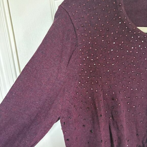 Merona Sequin Button Up Sweater Purple XL - Picture 6 of 9